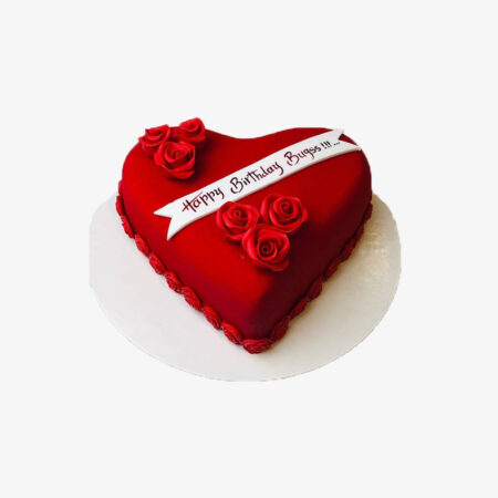 Love Birthday Heart Shape Fondant Cake