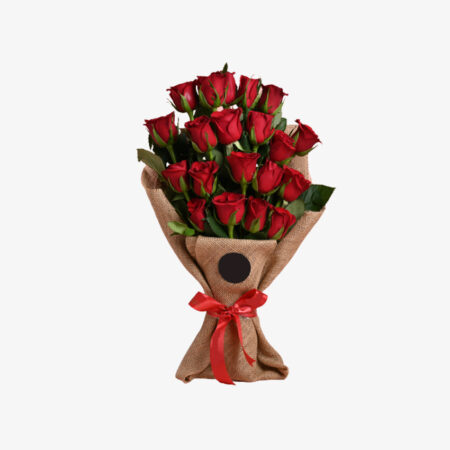 Exotic Jute Wrapped Red Roses